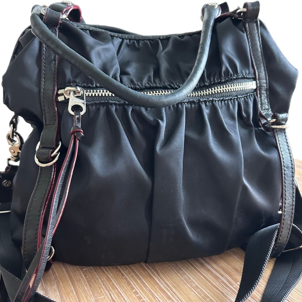 MZ Wallace Bianca Tote Bag Nylon Black Bedford Moto Satchel Crossbody with Pouch - Picture 4 of 16